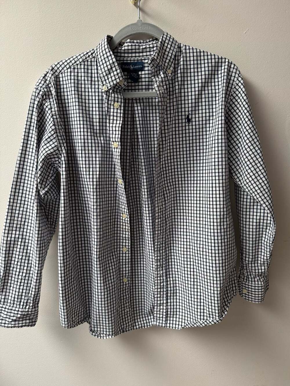 Polo Ralph Lauren Men's Large Cotton Black and White Gingham Button Down Shirt